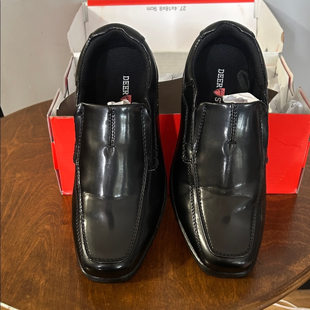 Deer Stags Boy’s Sleek Black Slip-On Loafers